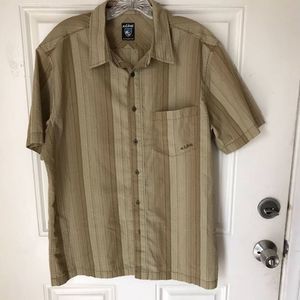 Kuhl button down shirt tencil stripes xl  brown tan
